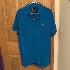 American Eagle Outfitters Men's Teal Polo Shirt